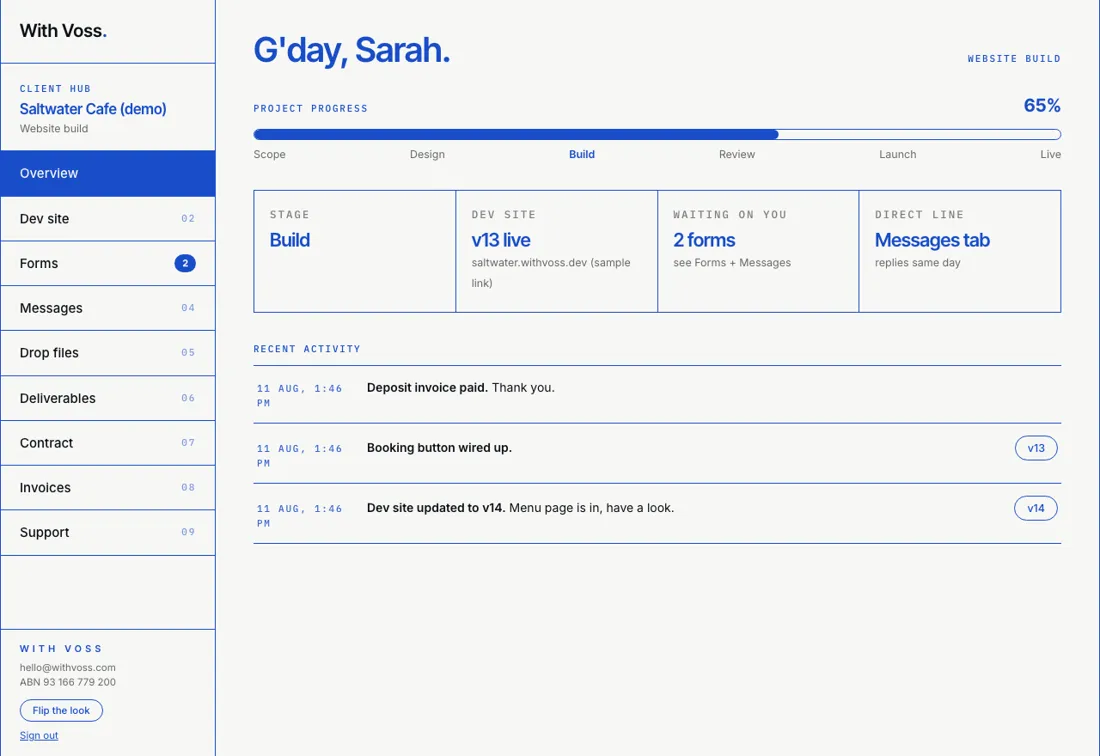 With Voss client hub, project overview