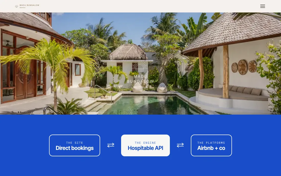 Madu Bungalow website and booking engine