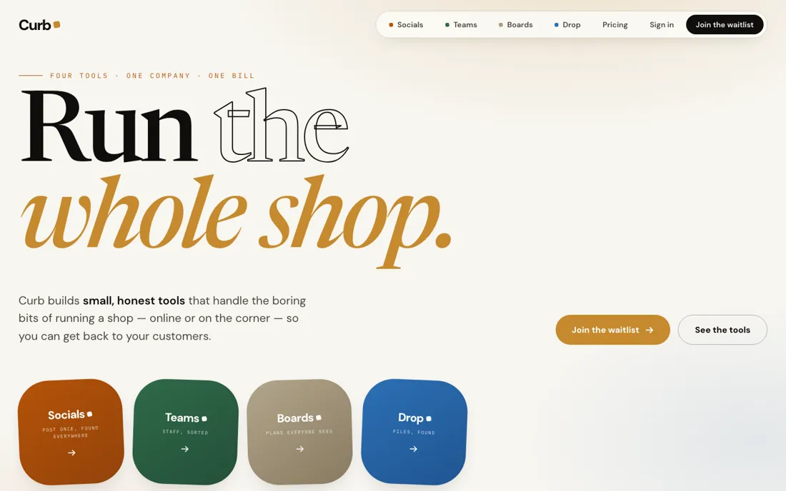 Curb website screenshot